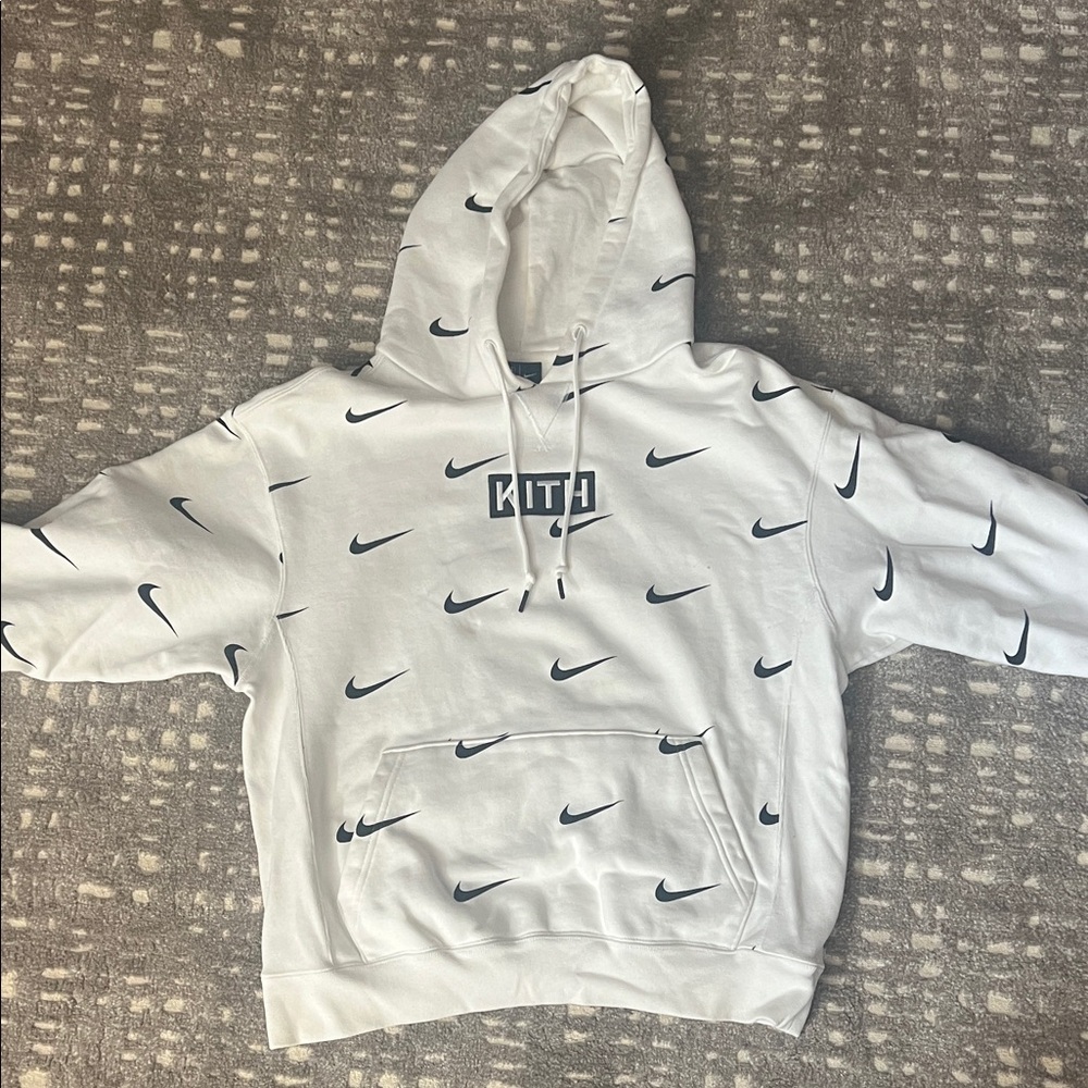 Kith White Hoodie with Black Nike Logos